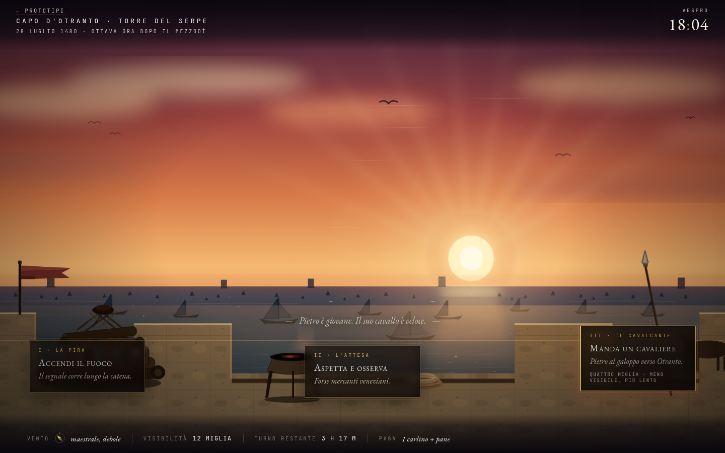 La sentinella — il parapetto al tramonto
